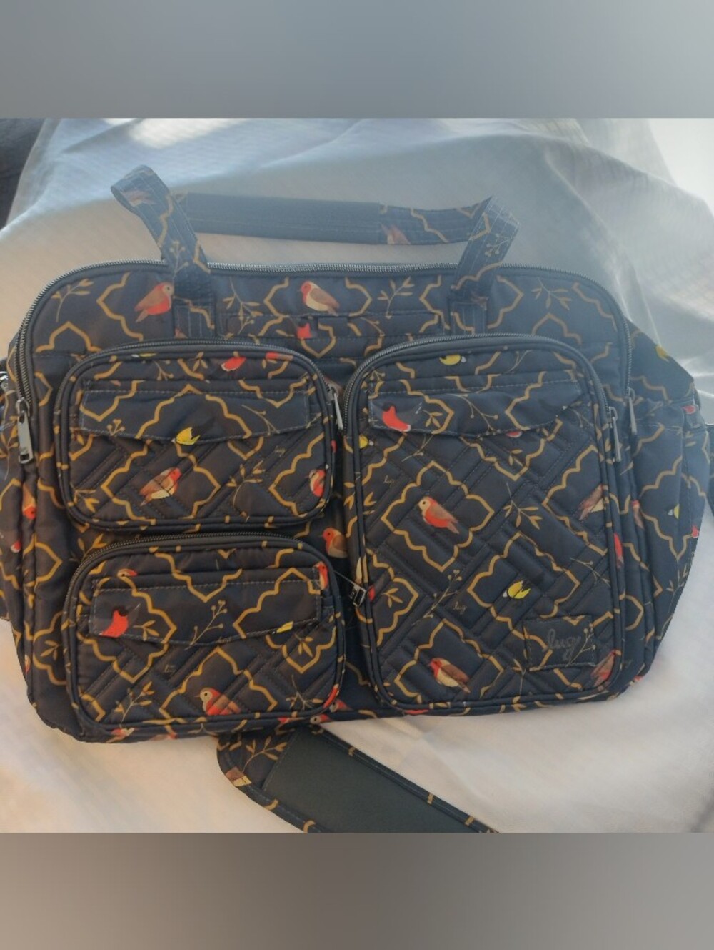 NWOT - LUG PJ JUMPER 2 Duffel IN Beautiful Songbirds Grey 🩶🐦🐦‍⬛🕊️
